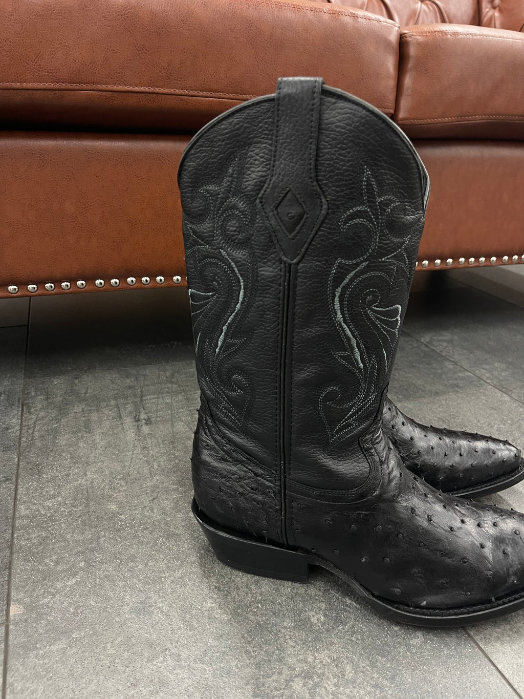 Ranchero Western Wear Boots Avestruz negro horma Sinaloa