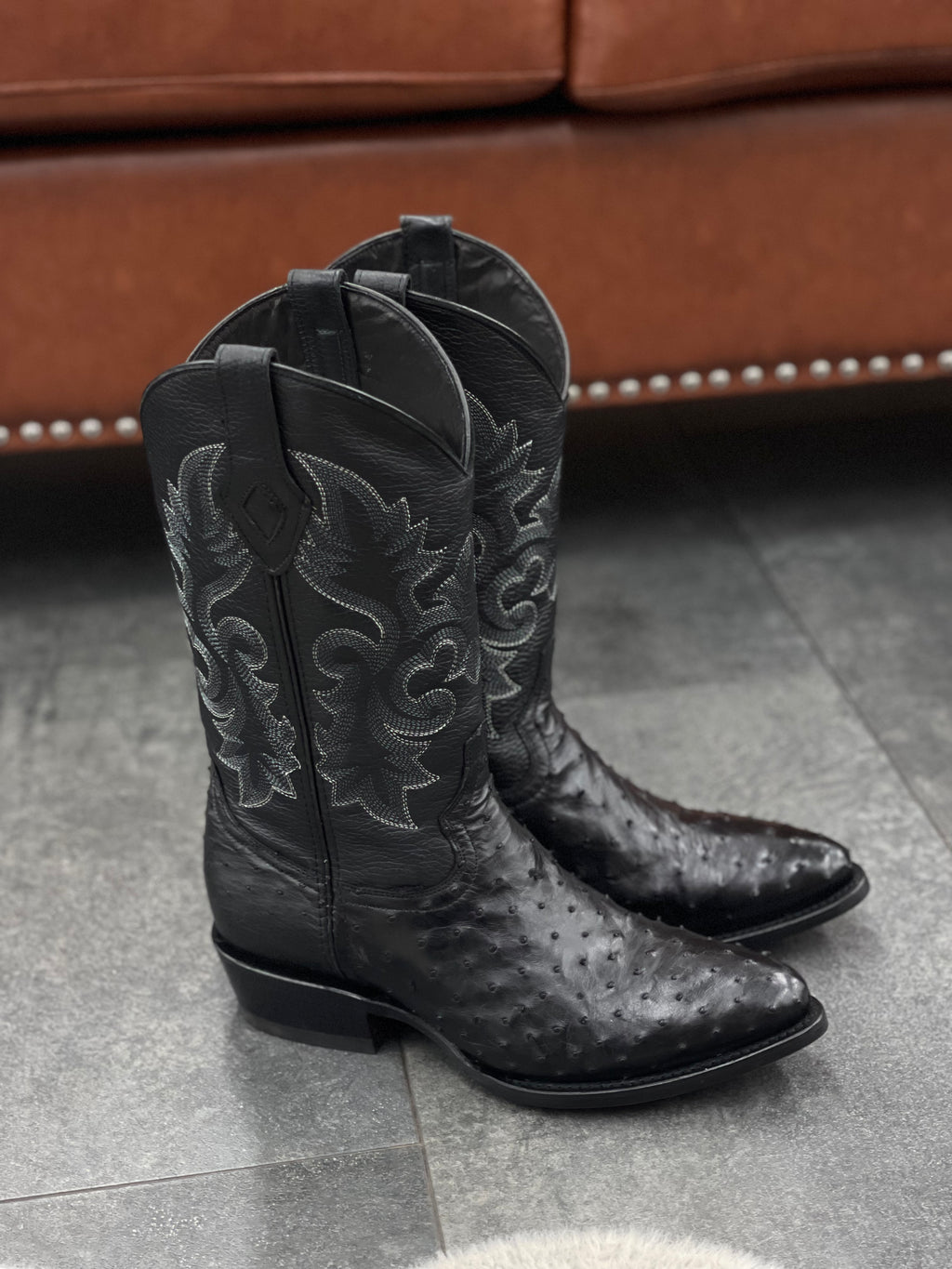 Ranchero Western Wear Boots Avestruz color negro horma Sinaloa