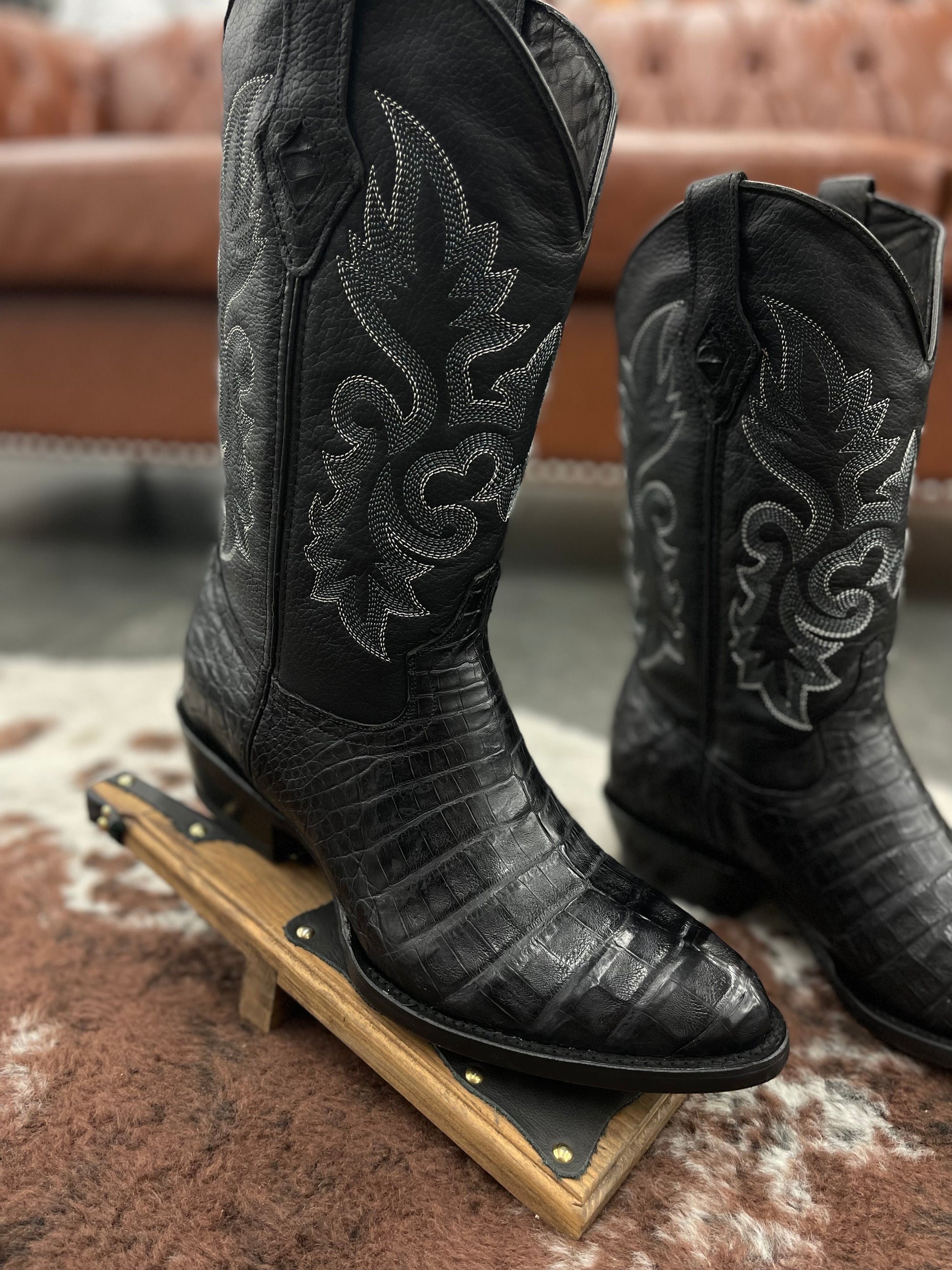Ranchero Western Boots - Caiman Black Belly