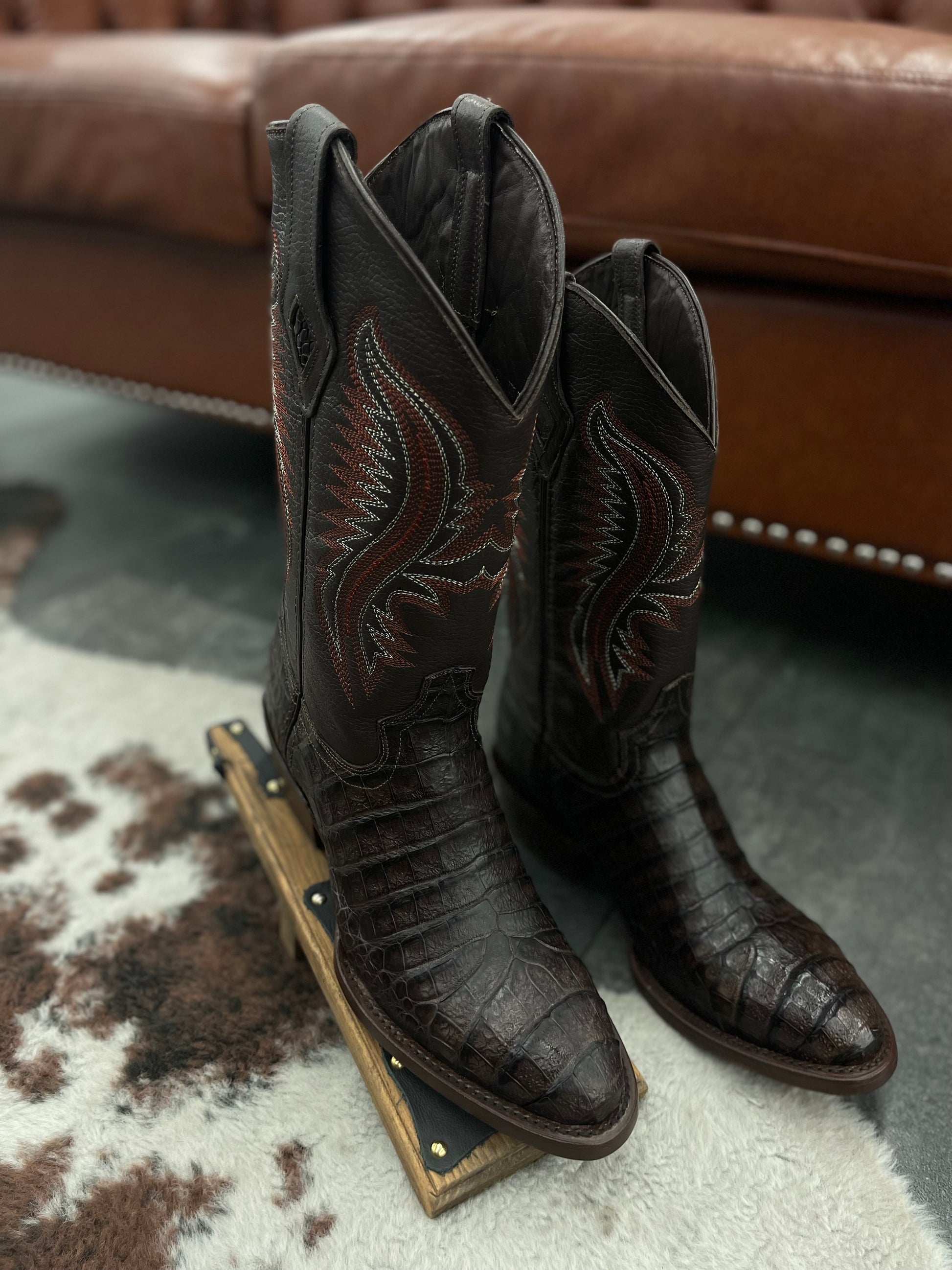 Ranchero Western Boots - Caiman Belly Brown